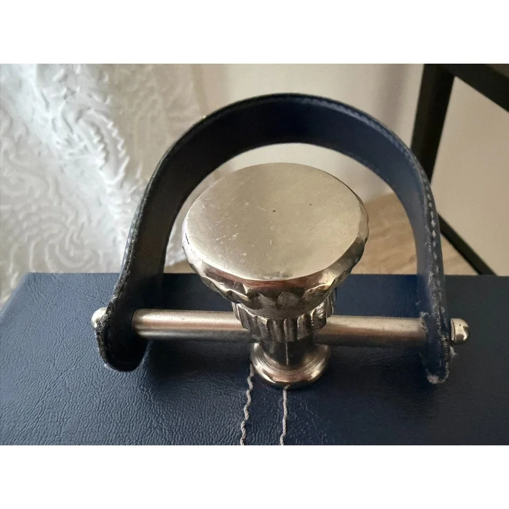 Quartz Desk‎ Clock Squared Faux Leather Blue Nautical Design